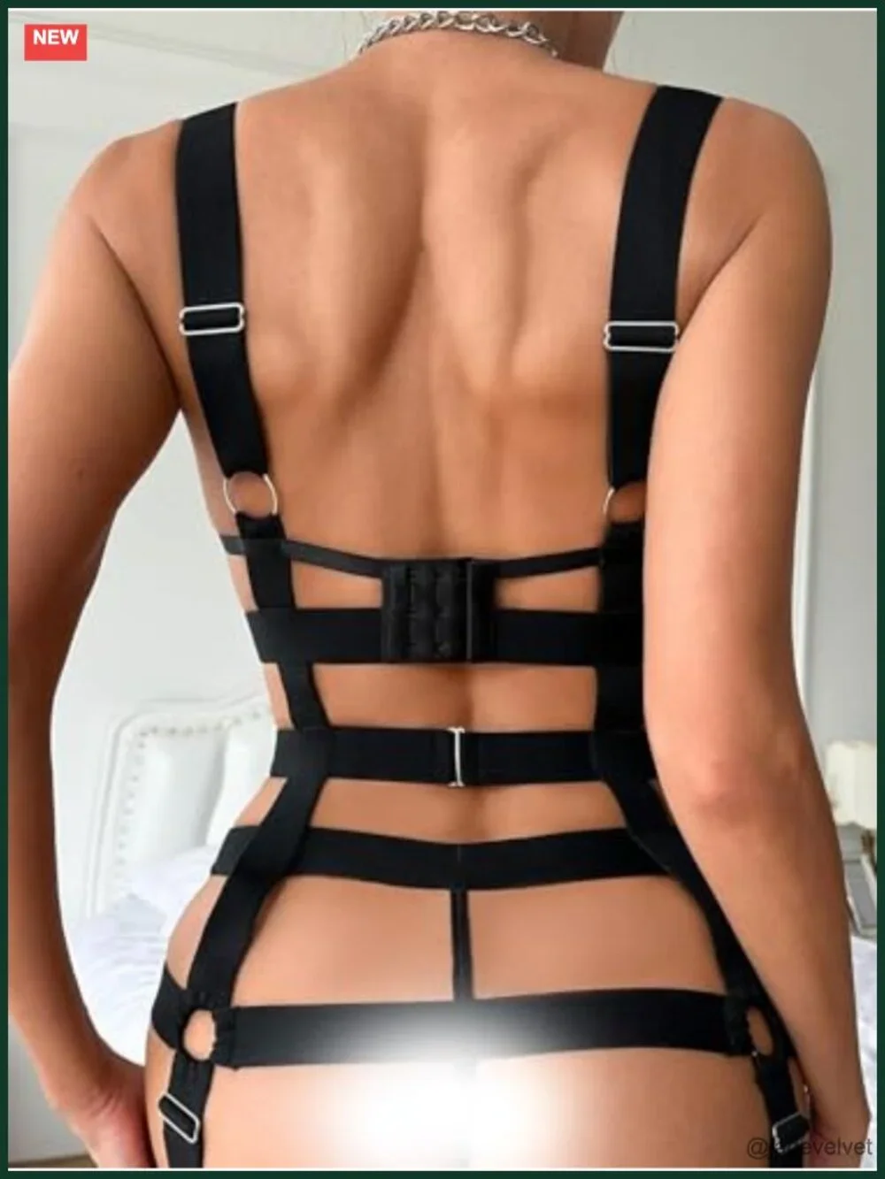 Cutout Strappy Garter Underwire Babydoll Bodysuit - Picture 4 of 5